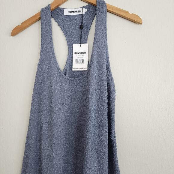 NEW Rumored Cloud Nine Racerback Textured Knit Maxi Dress Denim Blue Medium - Picture 5 of 10